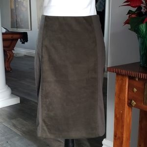NWOT Olive ponte and faux suede pencil skirt
